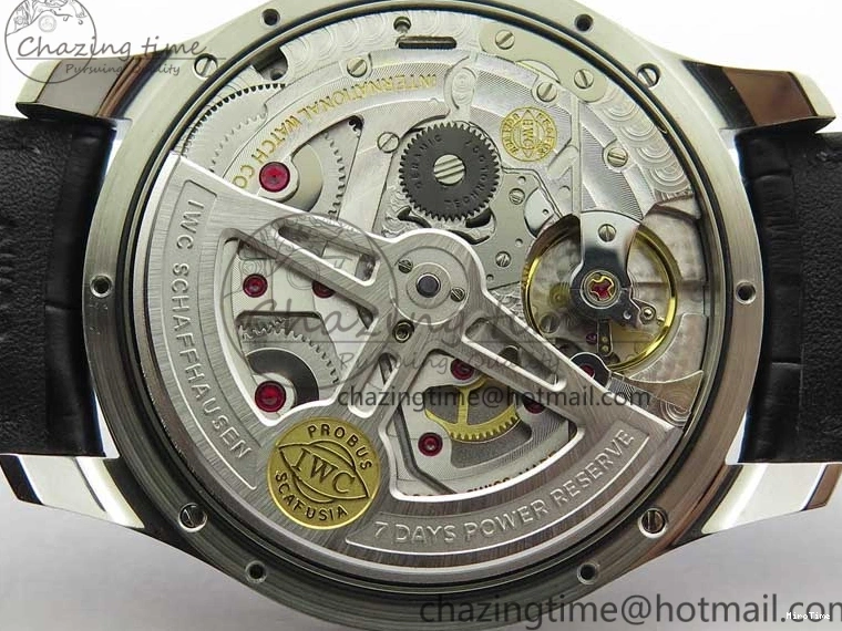 MIROTIME 0108 Portuguese Real PR Real Annual Calendar IW503502 ZF 1:1 Best Edition Black Dial Steel Markers on Black Leather Strap A StreetReady 7134